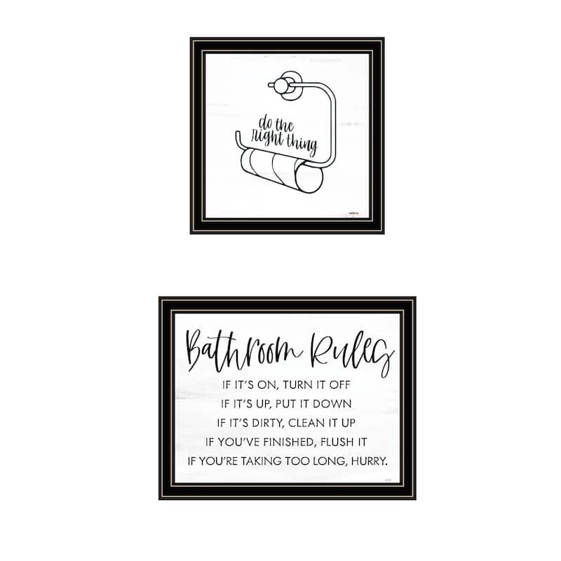 Trendy Decor 4U "Bathroom Rules" Printed Framed Wall Art by Imperfect Dust - Multi - 14 x 14