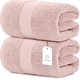preview thumbnail 75 of 92, White Classic Luxury Cotton Oversized Bath Sheet 35x70 - Set of 2 Pink