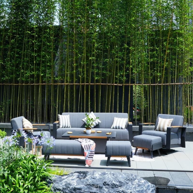 7-Piece Patio Acrylic Sponge Sofa and Chair Set with Table and Bench