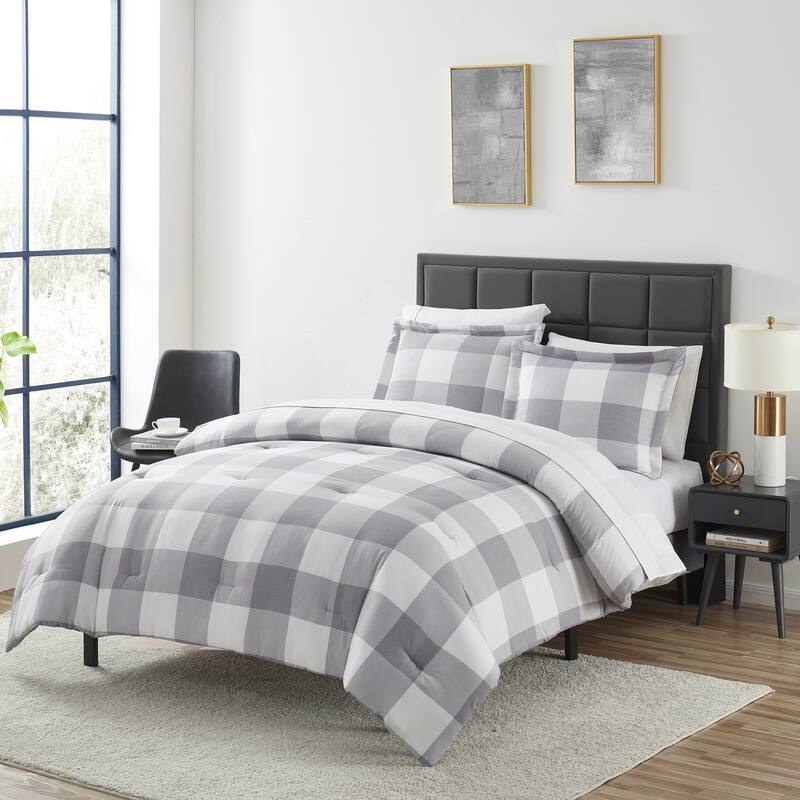 Sweet Home Collection 7 Piece Buffalo Plaid Bed in a Bag Set