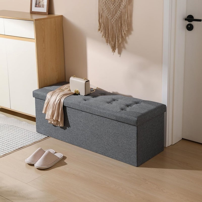 Ottoman with Storage Linen 43x15x15 inches