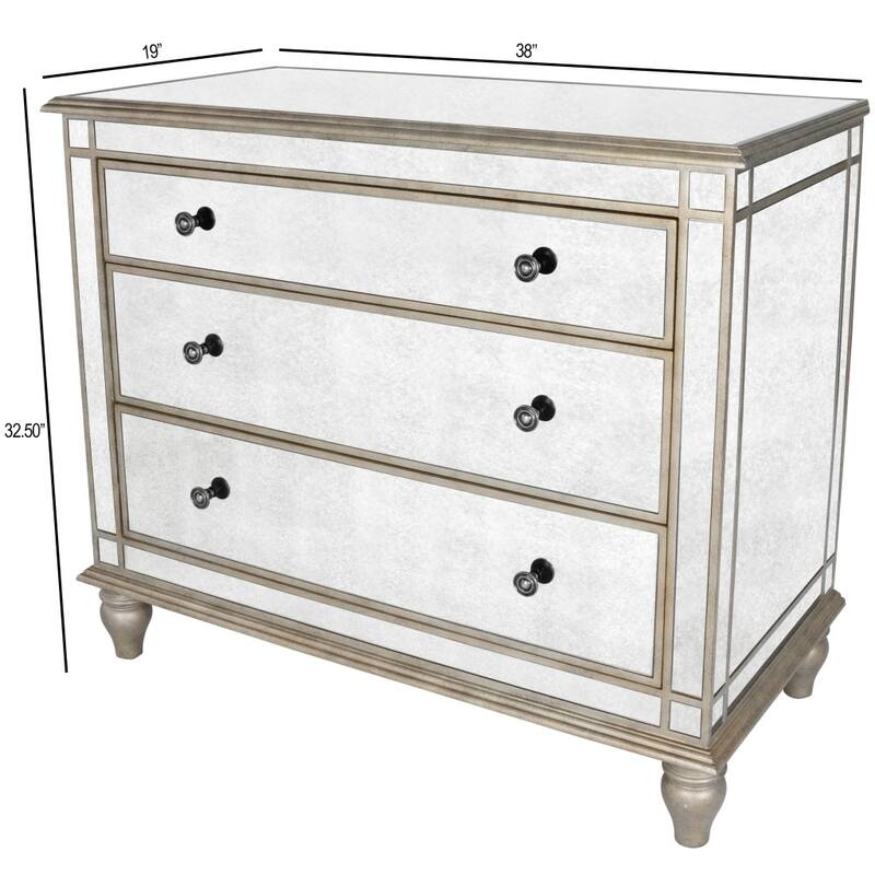 HomeRoots Rectangle Mirrored Three Drawer Console Storage Chest