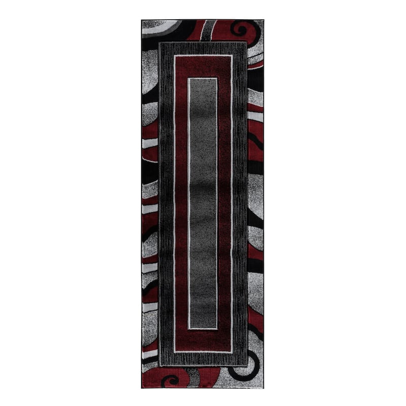 Glamour Red/Black Polypropylene Area Rug