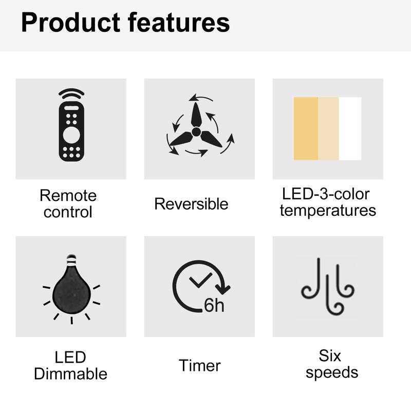 52" Intergrated LED Ceiling Fan Lighting with Remote Control, Solid Wood Ceiling Fan Blades