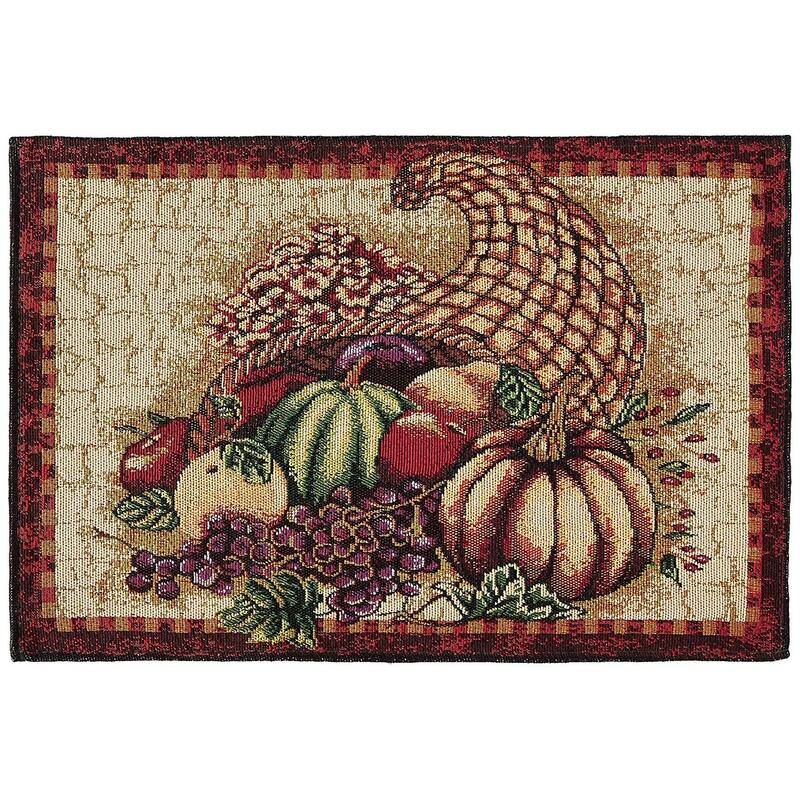 Violet Linen Fall Harvest Thanksgiving Autumn Leaves Sunflowers, 13" X 19" Rectangler, Set of 4, Decorative Place Mats