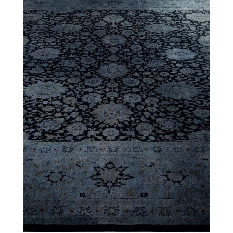 Overton Hand Knotted Wool Vintage Inspired Modern Contemporary Overdyed Gray Area Rug - 8' 10" x 16' 7"