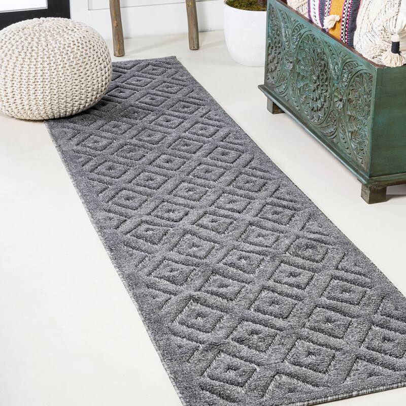 JONATHAN Y Ankara Neutral Diamond Trellis Indoor/Outdoor Area Rug