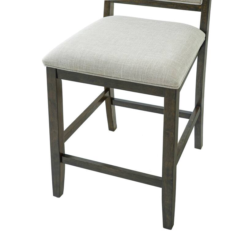 Counter Height Bar Stools Set of 2, Fabric Upholstered Kitchen Island Stools, Breakfast Bar Chairs with Ergonomic Backrest