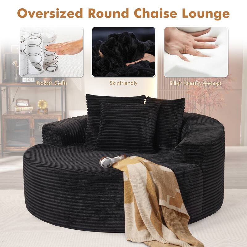 XIZZI Modern Round Plush Lounge Sofa with Cushions