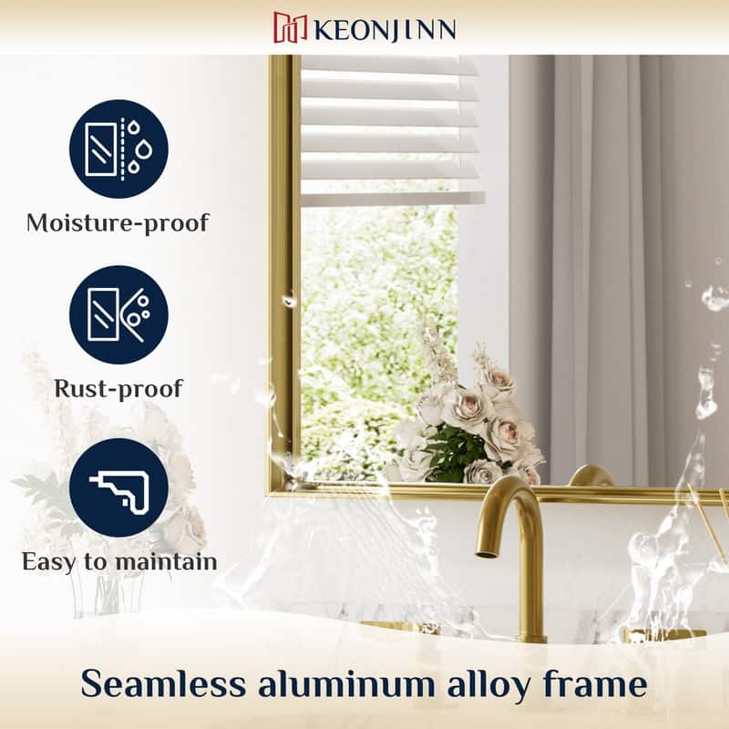 Keonjinn Aluminum Framed Wall Mount Bathroom Vanity Mirror