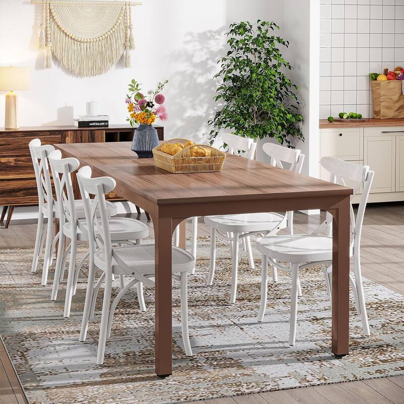 78.7" Rectangle Wood Dining Table, Long Kitchen Table for Living/Dining Room