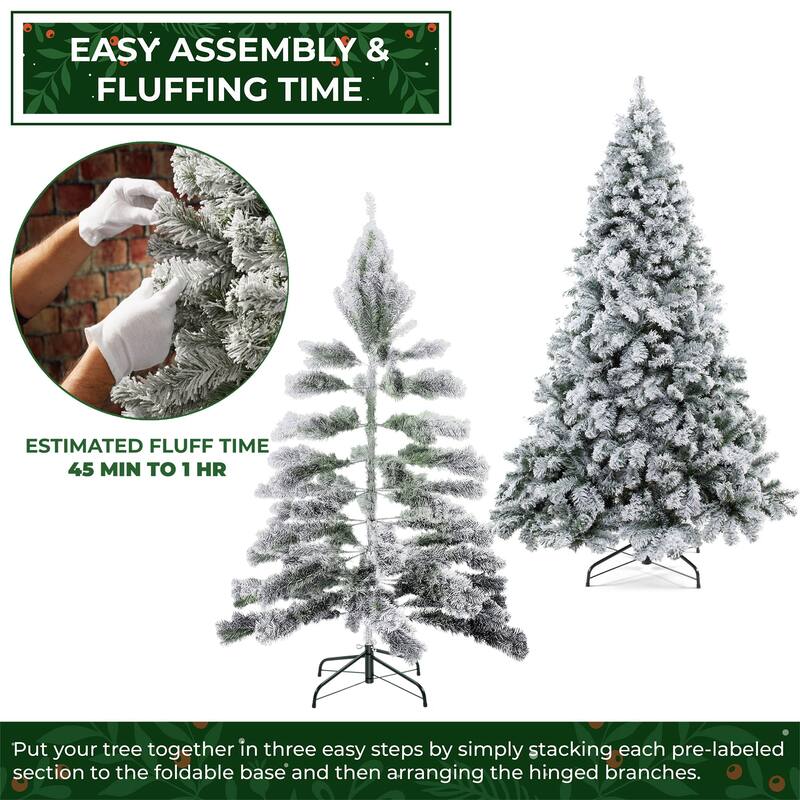 75ft Realistic SnowFlocked Pine Artificial Holiday Christmas Tree - 7.5 ft