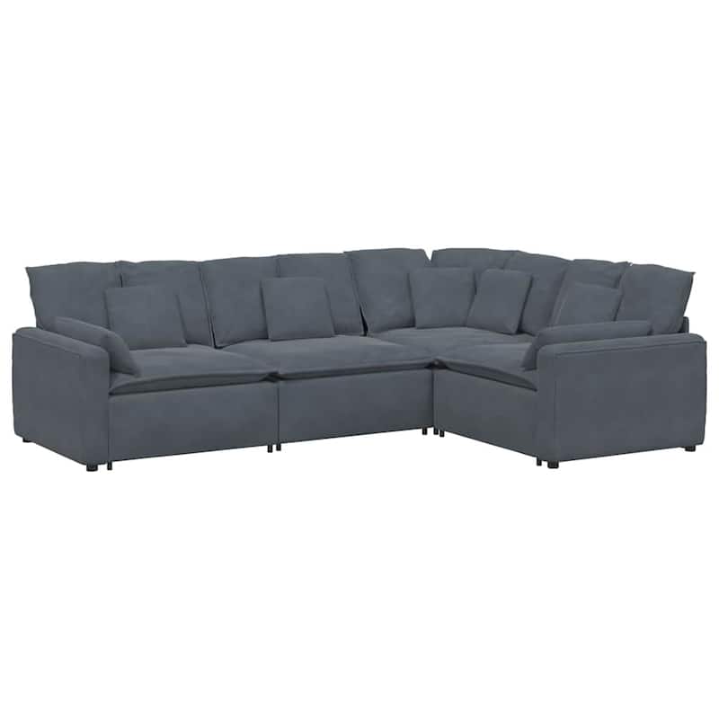 vidaXL Modular Sofa Dark Grey Velvet (100% Polyester), Foam, Metal - 85.4 x 124.8 x 25.2 in