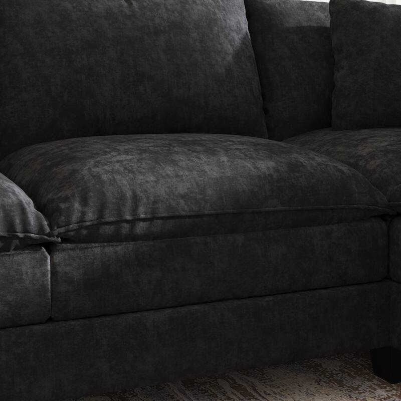 GDFStudio - Chenille L-Shaped 97" 5-Seater Sectional Sofa with Armrest Storage