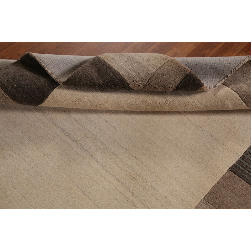 Gabbeh Indian Area Rug Hand-Tufted Beige Wool Carpet - 5'3" x 7'7"