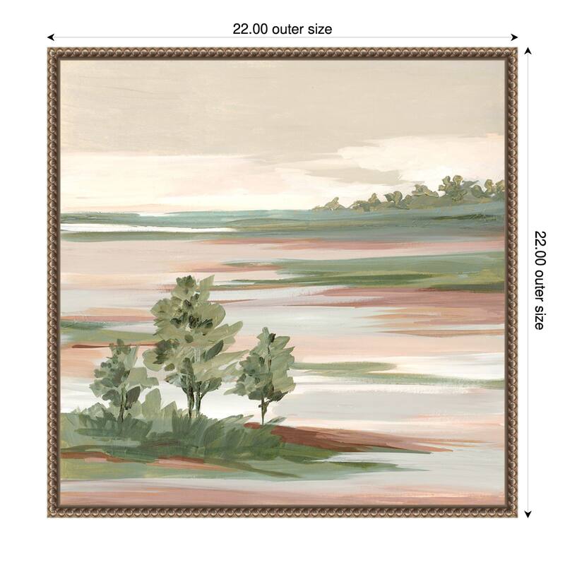 Quiet Marsh Under Soft Skies No. 1 by Lera Framed Canvas Wall Art Print - 22 x 22 in