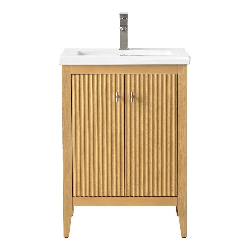 Vanity Art 24" Single Sink Bathroom Vanity Cabinet with Ceramic Top