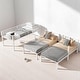 preview thumbnail 2 of 10, Triple Twin Metal Bunk Bed with Shelf, Middle Table, Guardrails, and Convertible Upper Bed,Detachable L-Shaped Bunk bed