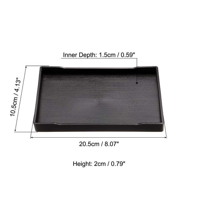 Fast Food Tray, Plastic Multi-Purpose Serving Tray - Black - 8x4"