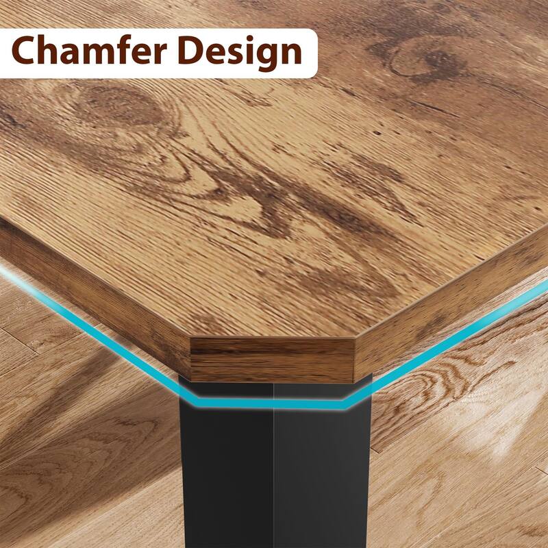 Dining Table for 6-8 People, 78.7" Rectangle Wood Kitchen Table