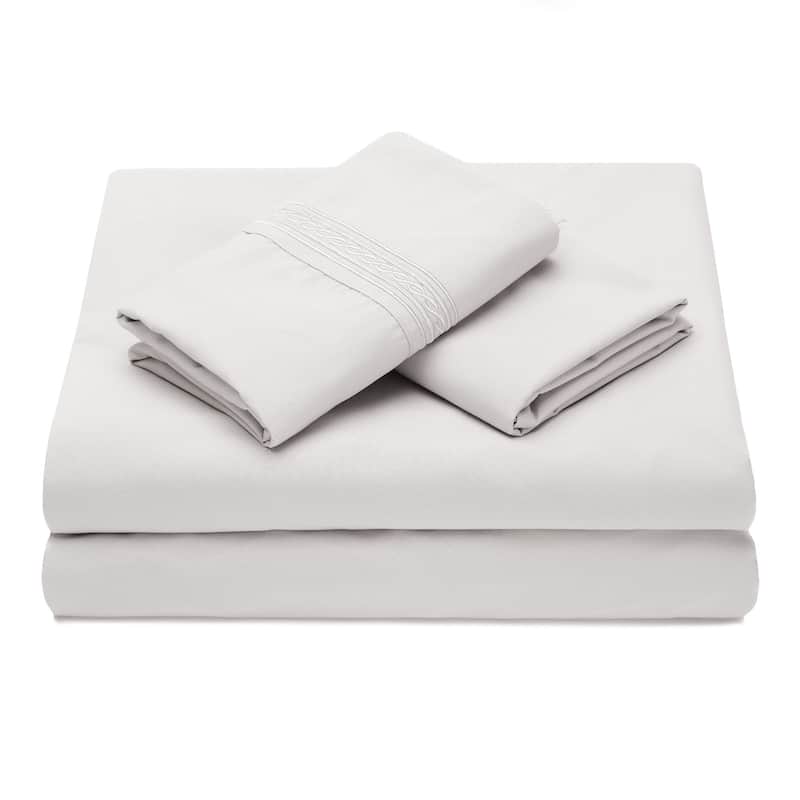 Chanasya Solid Color Embroidered Ultra Soft Luxury Microfiber Sheet Set