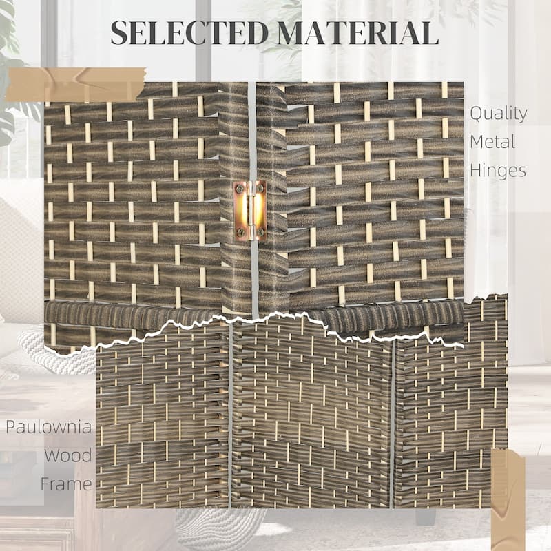 HOMCOM 3 Panel Room Divider, 6' Tall Folding Privacy Screen, Hand-Woven Freestanding Wall Partition