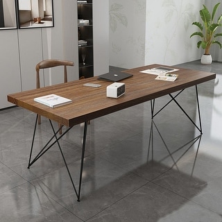 Brown Rectangle Solid Wood Desks - Bed Bath & Beyond - 41321047 - Rectangle Wooden Desk In Penthouse Bathroom