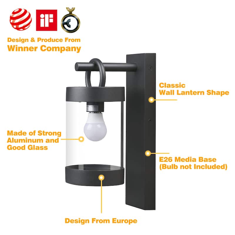 Wall Lights Outdoor Lantern with Dusk to Dawn Sensor E26 Bulb (Not Include) Max 28W