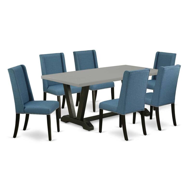 Luxury 7-Piece Kitchen Table Set - Hardwood Dining Table with 6 Parsons Chairs - 72