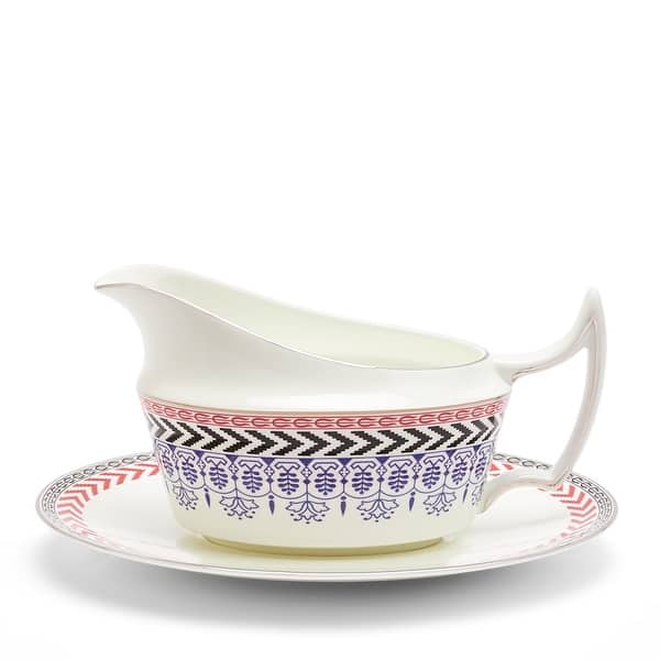 slide 2 of 7, Wedgwood Festive Sauce Boat & Stand
