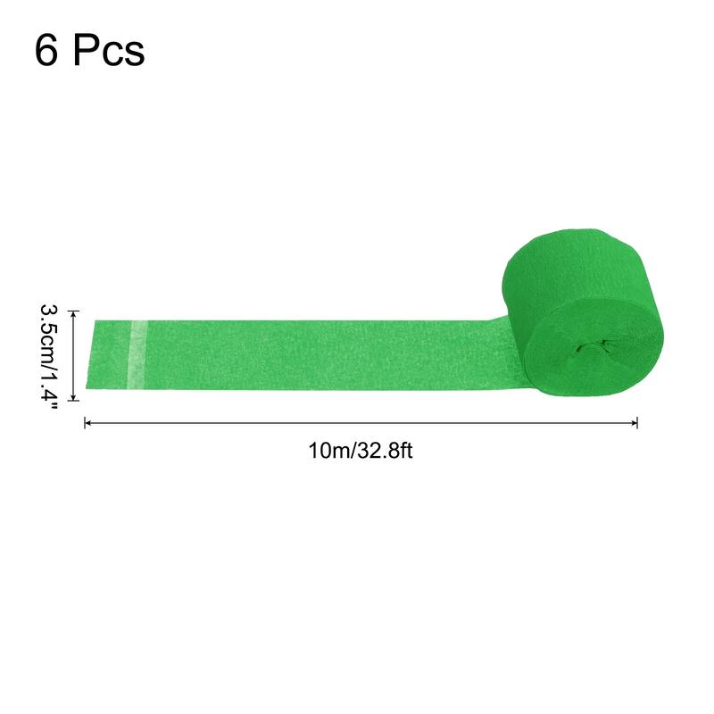 Crepe Paper Streamers 6 Rolls for Decoration - Green - 1.4 in x 32.8 Ft/Roll
