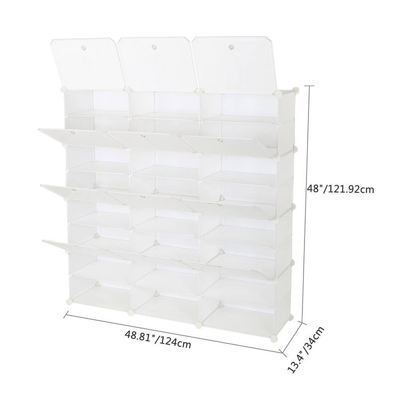 8-Tier Portable 48 Pair Shoe Rack Organizer 24 Grids Tower Shelf,White