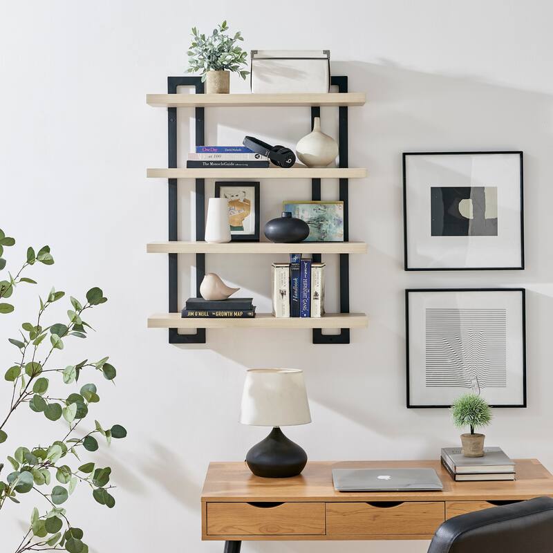 Danya B. 4-Tier Floating Bracket Wall Shelf - White Birch