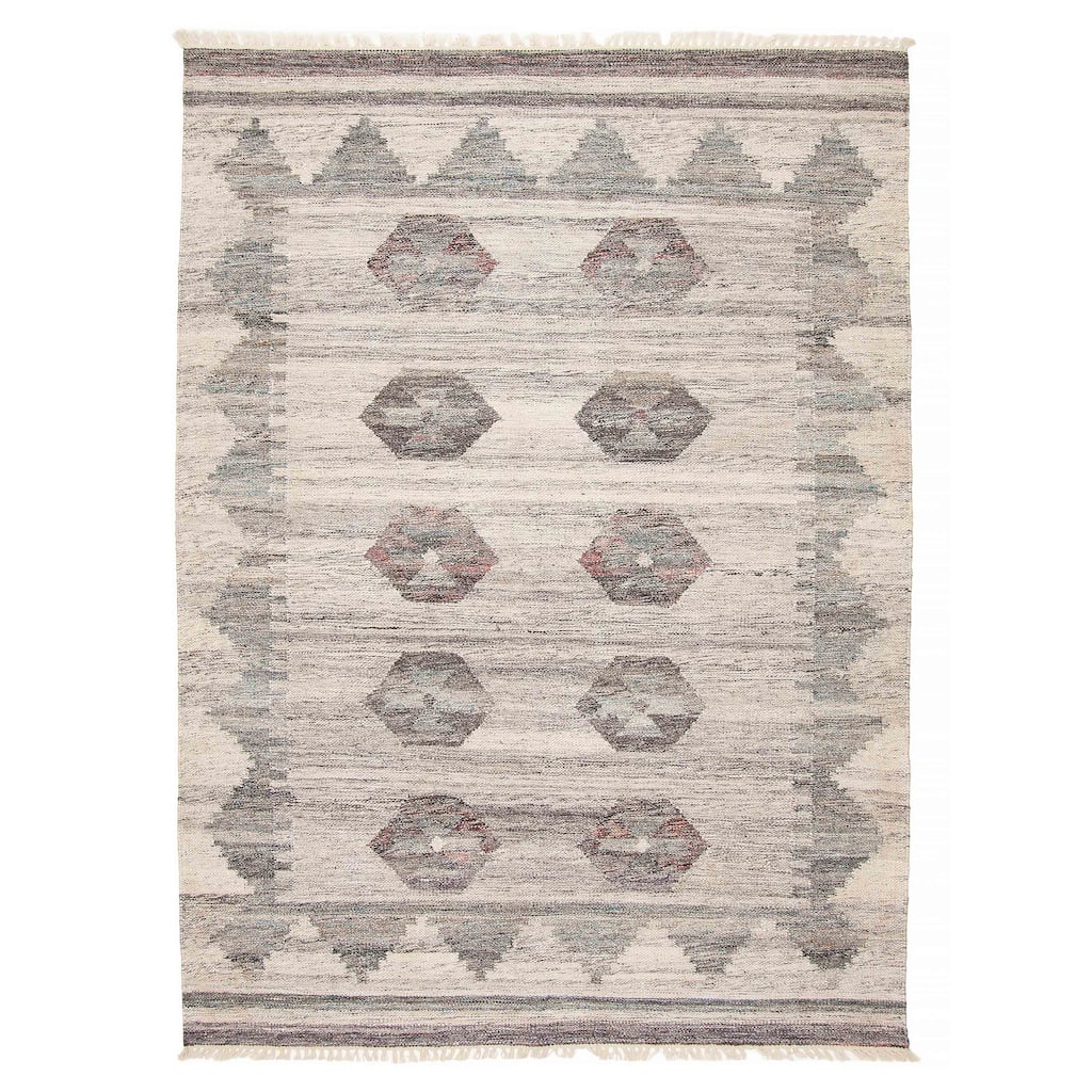 ECARPETGALLERY Flat-Weave Ankara FW Grey Wool Kilim - 5'5 x 7'7
