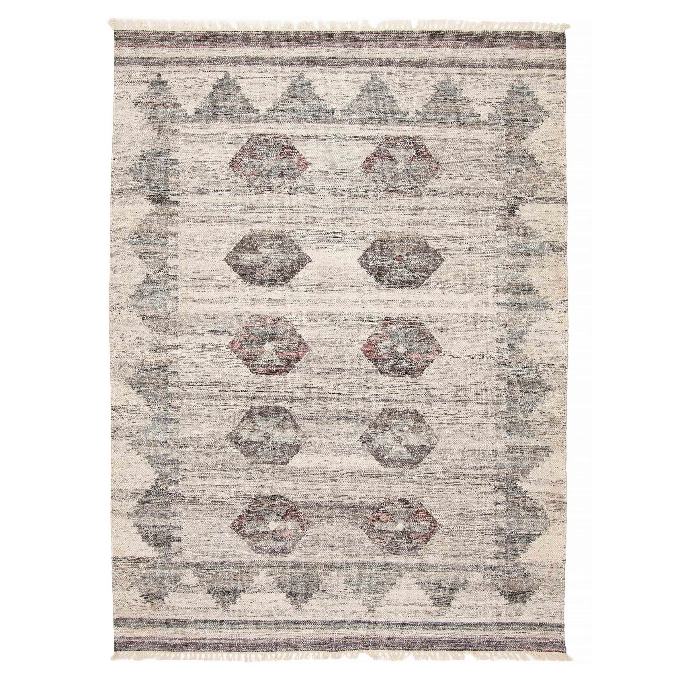 ECARPETGALLERY Flat-Weave Ankara FW Grey Wool Kilim - 5'5 x 7'7