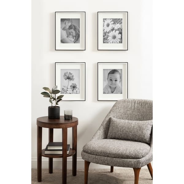 Kate and Laurel Gibson Photo Frame Set - 4 Piece 11x14 matted to 8x10 - Black/White