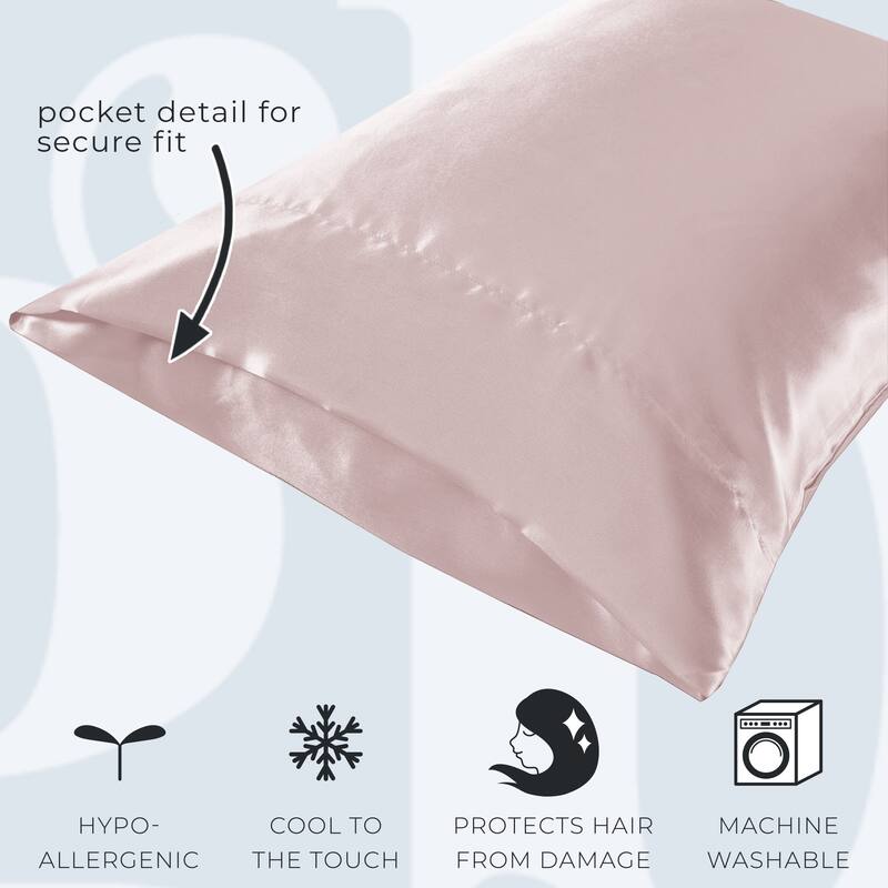 Great Bay Home 2-Pack Sateen Silk Pillowcase