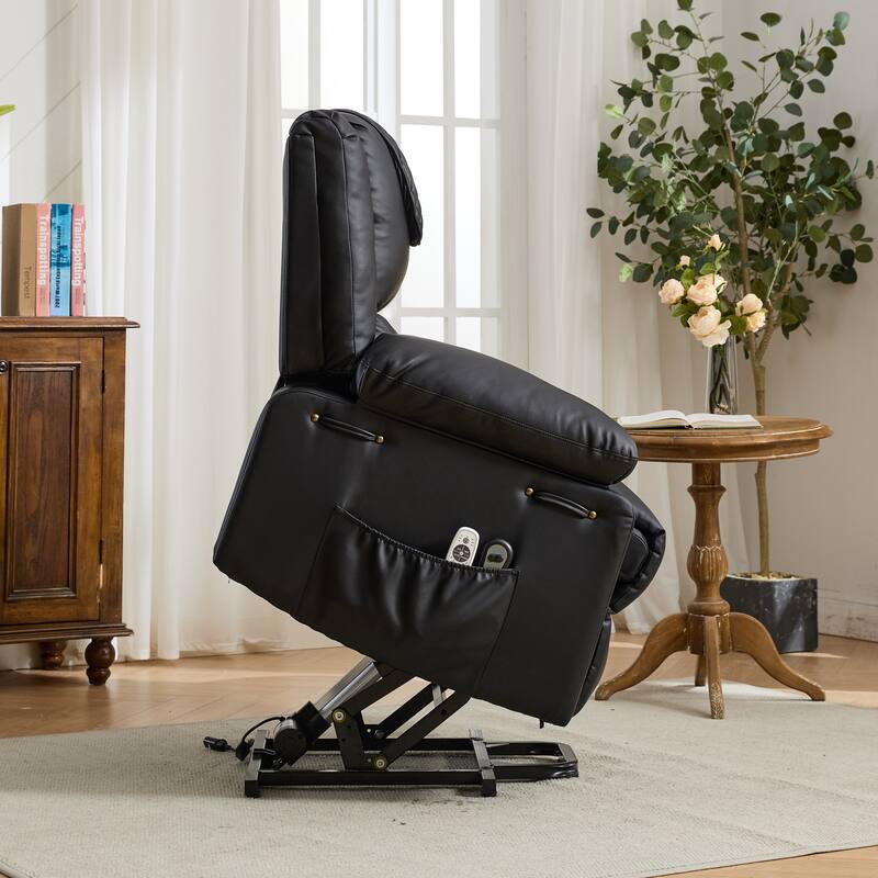 PU Leather Power Lift Recliner - Electric Heat & Massage Chair, Remote Control, Wide Seat - Elderly Comfort Assistive Recliner