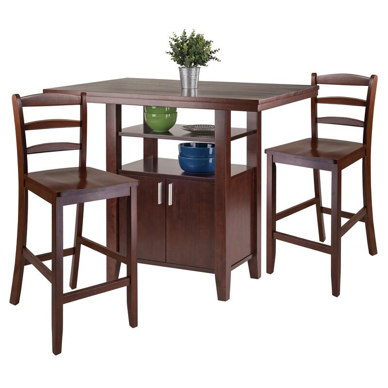 3 Walnut Albany Dining Set High Table Ladder Back Counter Stool 39.25"