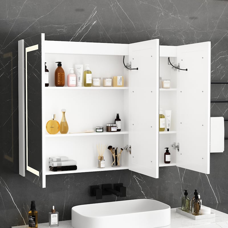 Lighted Medicine Cabinet with Mirror 35.4/47.2 Inch Bathroom Cabinet