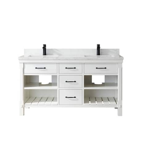 Valencia 60" Vanity in White with Countertop Without Mirror