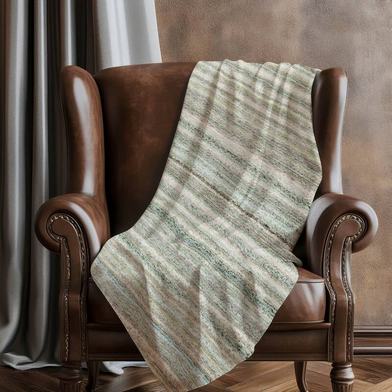 Premium Machine Washable Casual Stripes Sherpa Throw Blanket