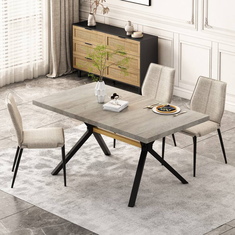 62.99"- 78.74" Vintage Rectangular Stretch Dining Table With Antique Wooden Tabletop