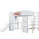 preview thumbnail 16 of 22, Metal Loft Bed with Bulit-in Desk, Slide and Open Wardrobe, Full Size Loft Bedframe with Storage Staircase and Basketball hoop