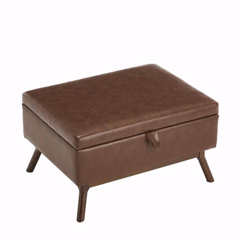 Mid-Century Modern Square Coffee Table with Storage Bench