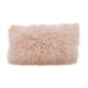 Mongolian Shaggy Faux Fur Throw Pillow - 12 x 20 - Rose