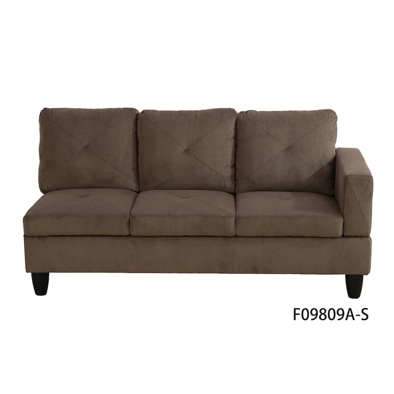 Brown Sackcloth Fabric 3-Piece Living Room Sofa Set