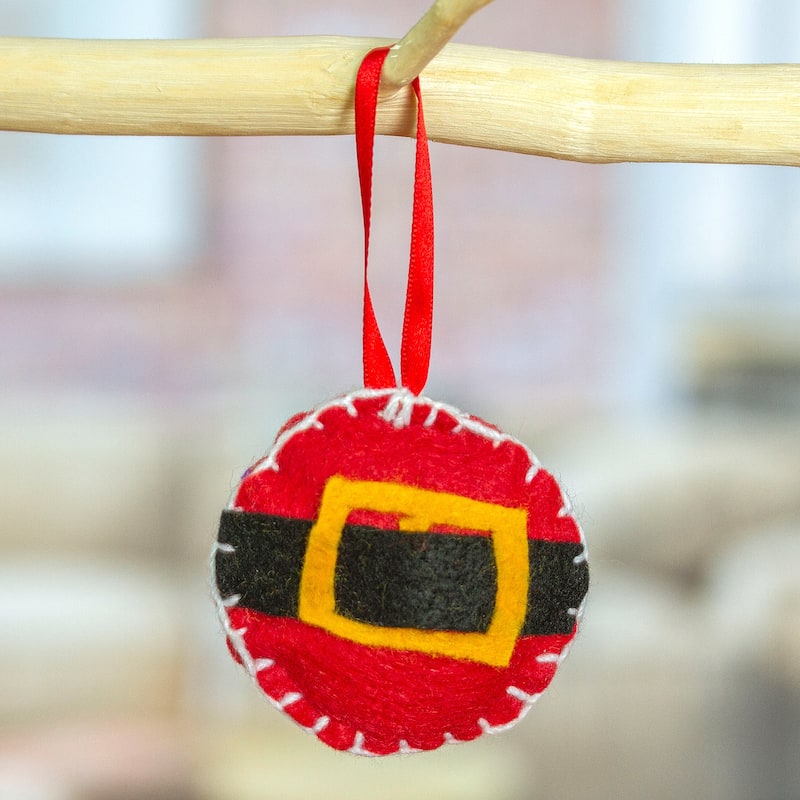 Novica Handmade Festive Santa Felt Ornament