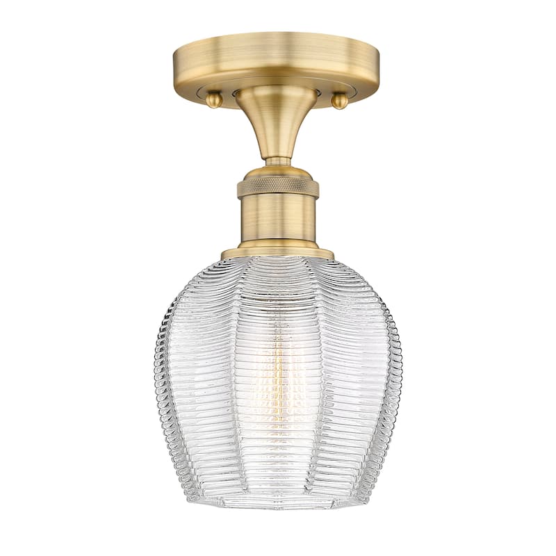 Innovations Lighting Edison Norfolk - 1 Light 6" Semi-Flush Mount - Clear/Brushed Brass