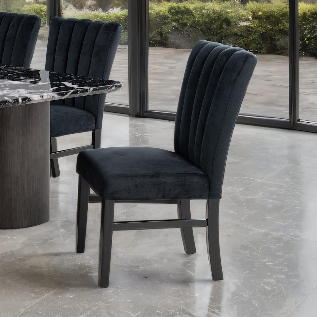Tufted Back Side Chairs Modern Black Finish